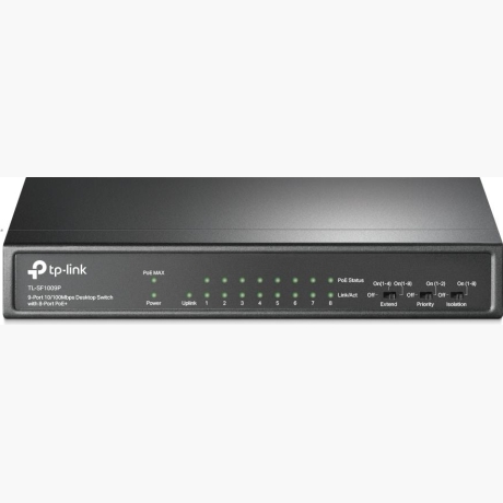 Switch|TP-LINK|Desktop/pedestal|9x10Base-T / 100Base-TX|PoE+ ports 8|TL-SF1009P