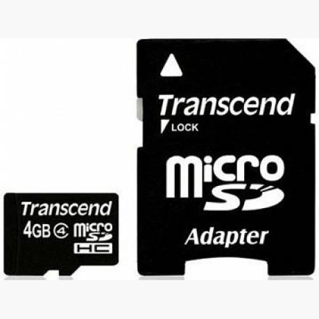 MEMORY MICRO SDHC 4GB W/ADAPT/CLASS4 TS4GUSDHC4 TRANSCEND
