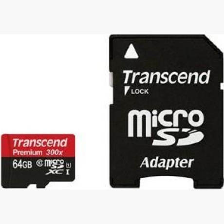 MEMORY MICRO SDXC 64GB W/ADAPT/CLASS10 TS64GUSDU1 TRANSCEND