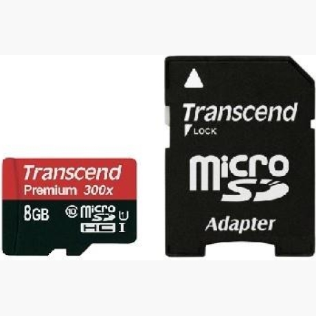 MEMORY MICRO SDHC 8GB W/ADAPT/UHS-I C10 TS8GUSDU1 TRANSCEND