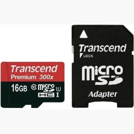MEMORY MICRO SDHC 16GB W/ADAPT/UHS-I C10 TS16GUSDU1 TRANSCEND