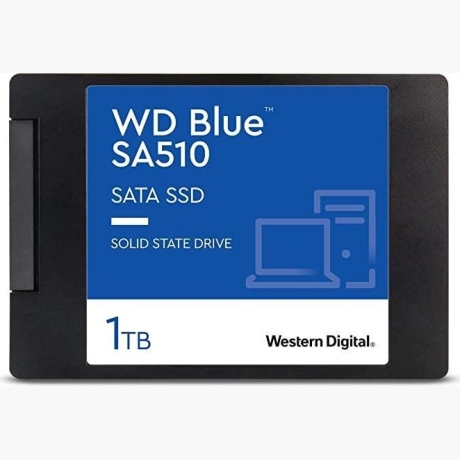 SSD|WESTERN DIGITAL|Blue SA510|1TB|SATA 3.0|Write speed 510 MBytes/sec|Read speed 560 MBytes/sec|2,5"|TBW 400 TB|MTBF 1750000 hours|WDS100T3B0A